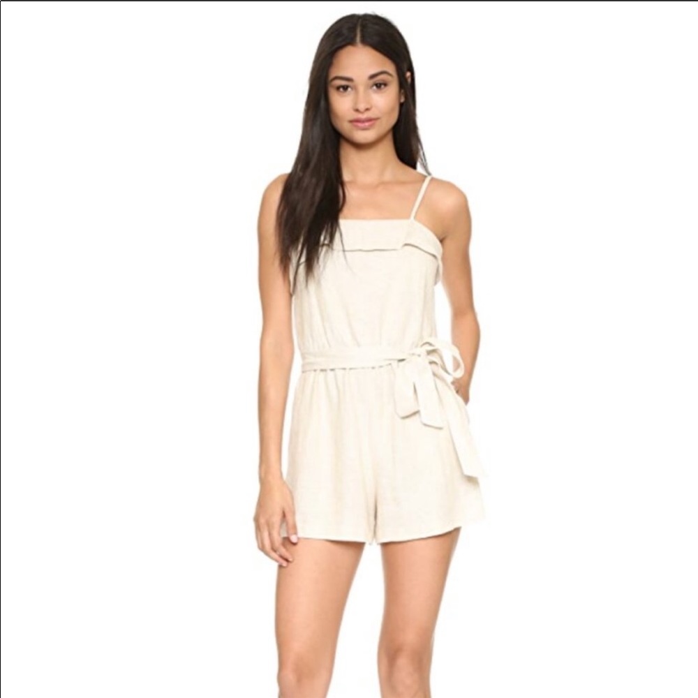 Alice + Olivia Rosetta Cream Linen Romper 0